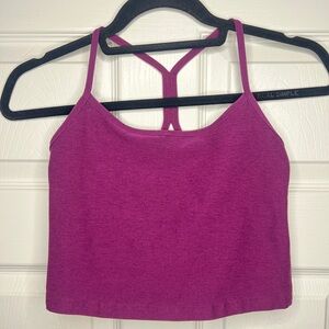 Beyond Yoga Purple Boysenberry Heather Spacedye Racerback Cropped Tank | Small